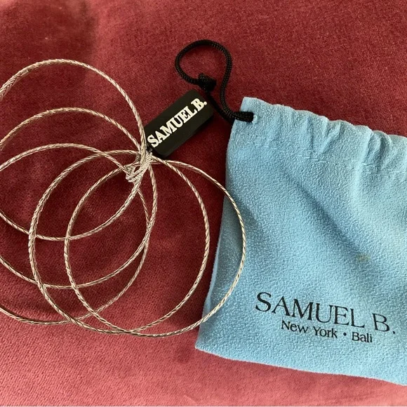 Samuel B. Twisted Silver Bangles - Picture 3 of 5